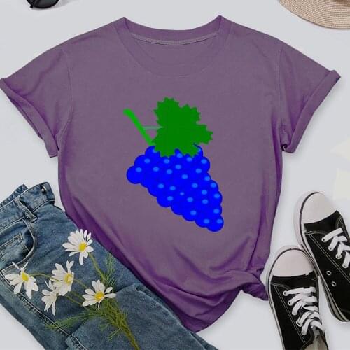 Grape T Shirt Summer Fashion Shirt Women Tops Base O-neckBlack Tees Girls Tshirt TX9541