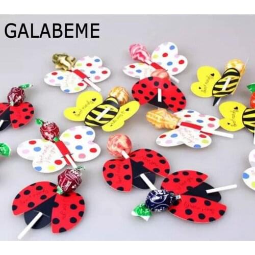 Galabeme 50Pcs Cute Animal Duck Bear Candy Lollipop Decoration Card Wedding Supplies Kids Birthday Party Candy Gift Accessories
