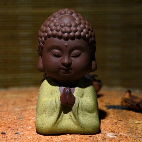 Clay Tea Ornaments Double-Sided Buddha Figure Idol Creative Home Decorations Kung Fu Tea Pet Tea Decoration Mini Tea Set