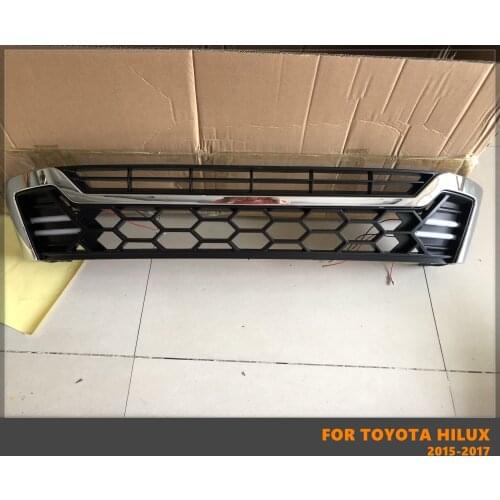 Good Quality ABS Front Middle Grill With LED Lights 3 Colors For Toyota Hilux 2015 2016 2017
