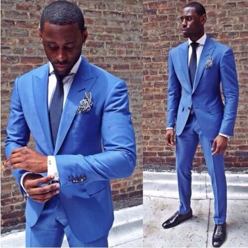 Custom made Wool Mens Suits Two Buttons blue high quality Suit Mens Wedding Groom Tuxedos (jacket+pants)Free shipping