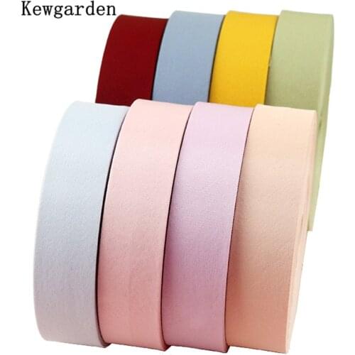 Kewgarden 1-1/2" 1" 40mm 25mm 10mm Solid Color Fabric Layering Cloth Ribbon Handmade Tape DIY Hairbow Tie Accessories 10 Meters