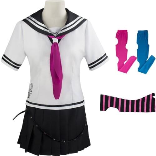 Ibuki Mioda Cosplay Costume Dangan Ronpa 2 Goodbye Despair Shirt Dress School Girl JK Uniform Skirt Set Halloween Party Full Set