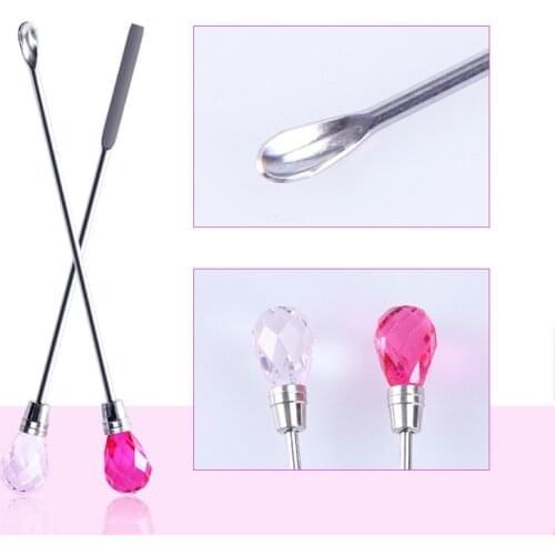 Nail Art Stainless Steel Spatula Stirring Mixing Gel Rod Spoon Acrylic Uv Gel Polish Glitter Powder Stick Manicure Tools