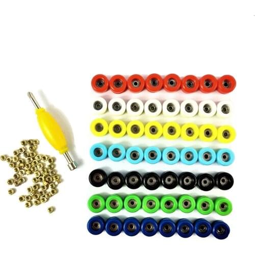 Lot 56PCS Fingerboard Bearing Wheels & Spanner Nuts for Fingerboard Finger SkateBoard Wooden Toys Accessary Replacement Tool