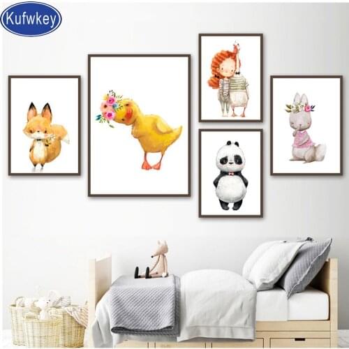 Cute Girl Duck Fox Panda Rabbit diy diamond painting cartoon mosaic full square round diamond embroidery for baby room decor