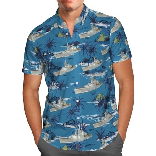Cool WARSHIP 3D Beach Hawaiian 2021 Summer Men Shirt Short Sleeve Shirt Streetwear Oversized 5XL Camisa Social Chemise Homme-824
