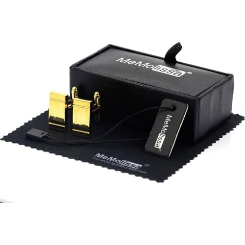 MeMolissa Display Box Cufflinks Classic Square Gold Cufflinks High Quality Mens Business Cuff Botton Free Tag & Wipe Cloth