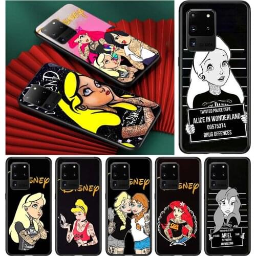 Punk princess disney for Samsung S20 FE Ultra Plus A91 A81 A71 A51 A41 A31 A21 A11 A72 A52 A42 A22 Soft Black Phone Case