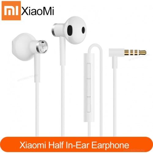 Original Xiaomi mi Dual Units Half In-Ear Earphone 3.5MM Wire Control Xiaomi Earphones for Mi 6 Redmi 5 Plus Smartphone