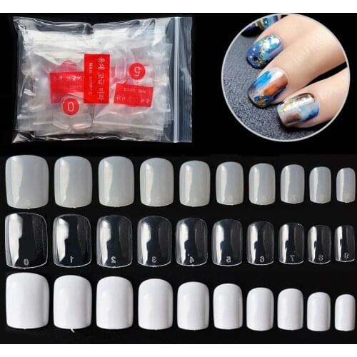 New 500pcs/bag White Clear French False Acrylic Nail Tips DIY Full Cover Tips Coffin Fake Nails UV Gel Manicure Fake Nail Tips