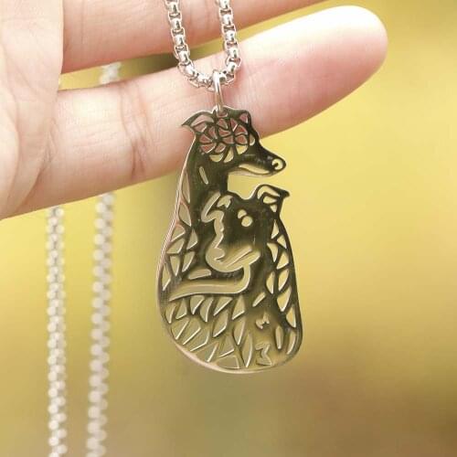 Newly Galgo Necklace Dog Rescue Whippet Shape Stainless Steel Greyhound Pendant 20*38mm Inspired Jewelry For Pet Memorial