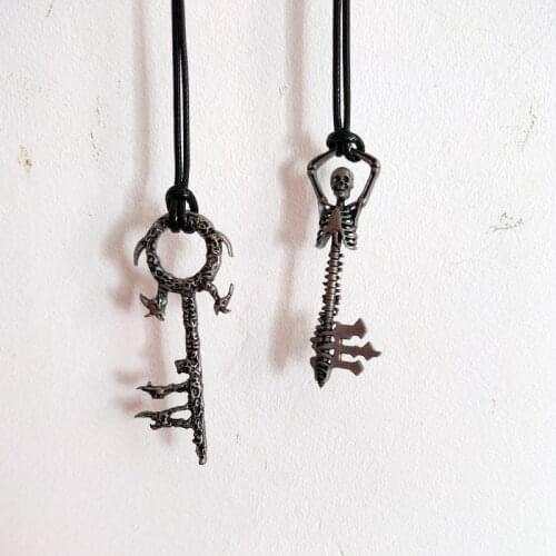 Death Skull Key Pendant Necklace Mystery Hell Jewelry