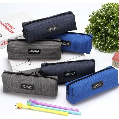 1PC Simple Pen Bag Oxfordcloth Pencil-box Box Pencil Case Grey Blue Pencil Bag Boy Stationery School Supplies
