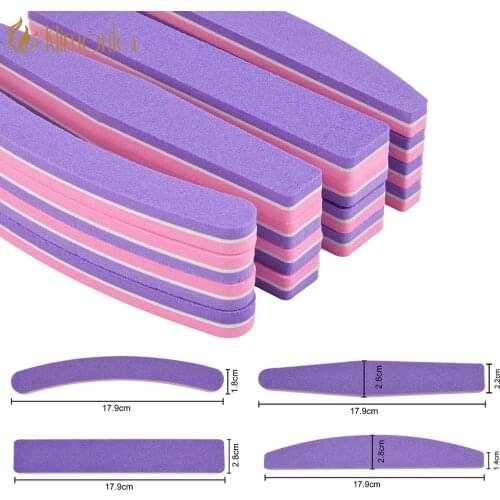 Nail File 25PCS Professional Double Sided 100/180 Grit Nail Files Pink Purple Manicure Pedicure Tool Sponge Sanding Buffer Files
