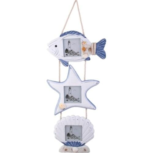 Shabby Chic Wooden Three Maritime Object Picture Photo Frame Holder Board