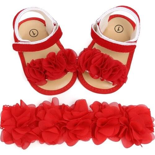 Bobora Baby Girl Headbands and Barefoot Flower Sandals Value Set Casual Crib Shoes + Headband Hair Bands