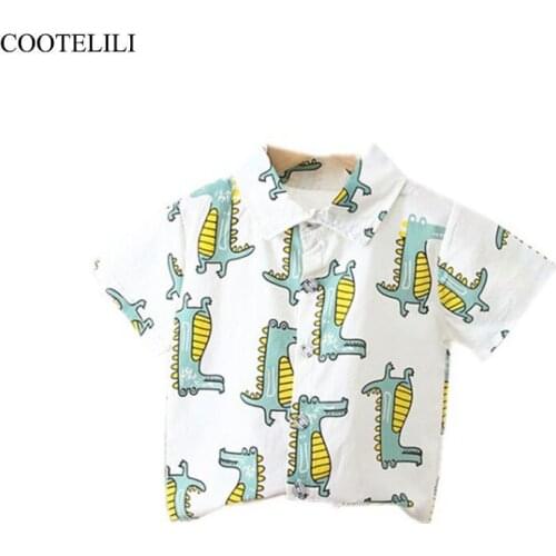 COOTELILI Cute Cartoon Children Shirt Boys Tops Kids Boys Tee Children Clothes Short Animal Shirt For Boys Clothing