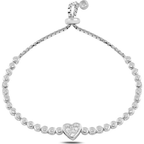 Silver 925 Sterling Heart Zircon Stone Lift Bracelet