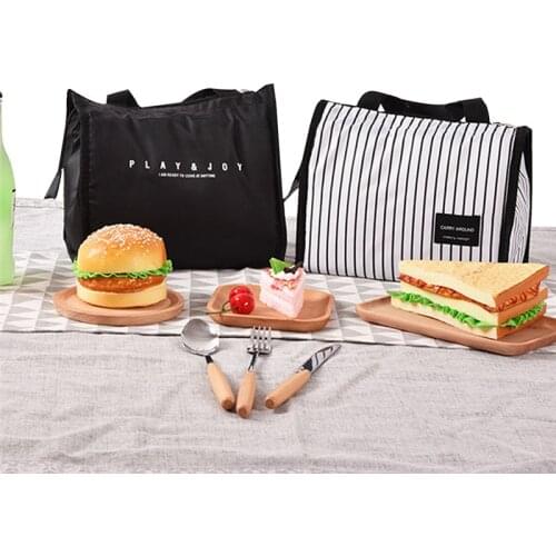 Lunch Bag Cooler Bag Striped Tote Bag Insulated Lunch Box Waterproof Thermal Lunch Bag Soft Liner Lunch Bags for Outdoor Picnic