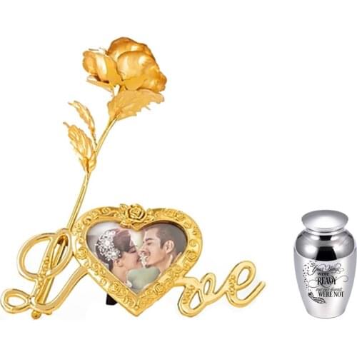 Cremation Urn Rose Flower Frame To Commemorate The Dead Pet/Human Stainless Steel Urn Commemorative Container