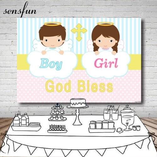 Baby Shower Baptism Pink Blue Backdrop Twins Birthday Party Gender Reveal Gold Bless Photography Backgrounds For Photo Studio