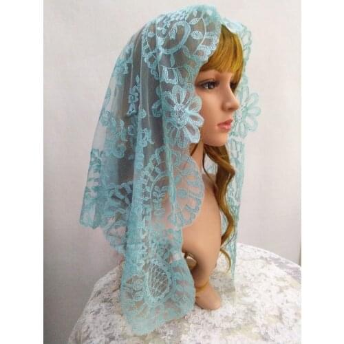 Green Catholic Lace Veil Chapel Scarf Spanish Lace Mantilla