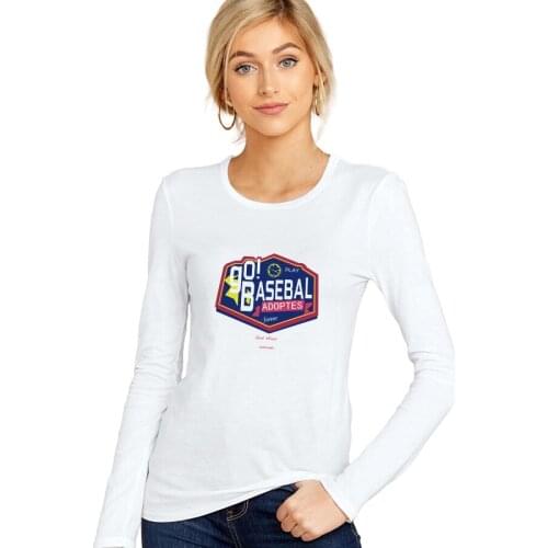 SXYTXE Women Basic Long Sleeve Crew Neck Basebal Printed T-Shirt Casual Fitted Cotton Tops