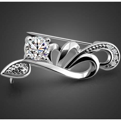 Elegant 925 Sterling Silver Woman Brooch dazzling Zircon Blossom Brooch Female Shawl Clothes Pin Jewelry Accessories gift