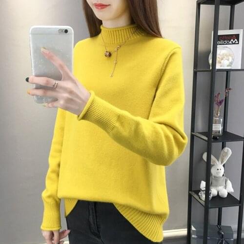 Black Half Turtleneck Knitted Tops Women 2021 Spring Autumn Loose Long sleeve Thread Jumper Bottoming Shirt Ropa Mujer Pullovers