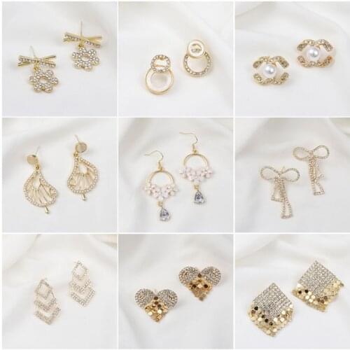 New 925 silver needle Joker temperament commuter full diamond female Earrings Korean fashtion celebrity personality tide simple