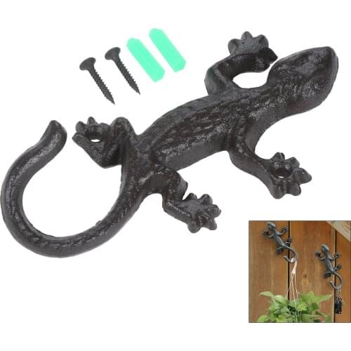 1PC Cast Iron Antique Animal Figurine Rack Hanging Lizard Rack Towel Hooks Hanger Coat Hat Garden Home Decor Wall Hook