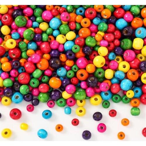 1Pack Multicolor Natural Wooden Beads Round Balls 8/10/12mm Wood Spacer Beads for Jewelry Making Diy Bracelet Necklace Findings