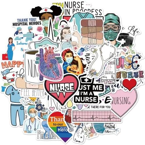 10/50Pcs Cute Doctor Nurse Cartoon Positive Energy Stickers Decal For for Guitar Laptop Luggage Car Fridge Graffiti Sticker