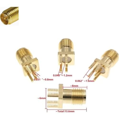 10Pcs RP-SMA Female Jack Solder PCB Clip Edge Mount RF Adapter Connector 0.062'' or 0.048" 0.031"