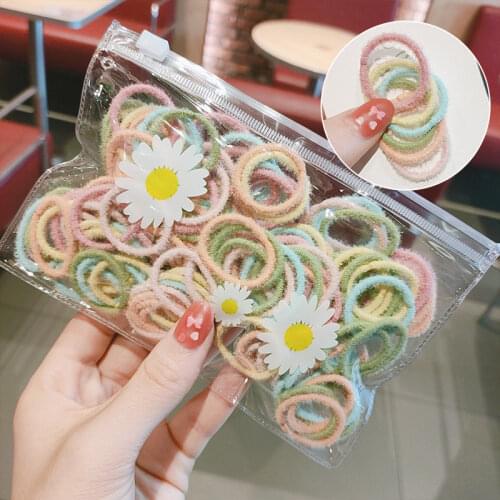 100Pcs Girls Colorful Hair Ring, Does Not Hurt Hair Rubber Band, Hair Rope, Childrens Hair Accessories,girl Hair Rope Headdress