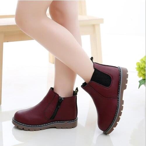 2019 Children Boots Boys Snow Waterproof Shoes Kids Leather Boots Boy Boots Girls Martin Warm Shoes Sport Shoes 21-36