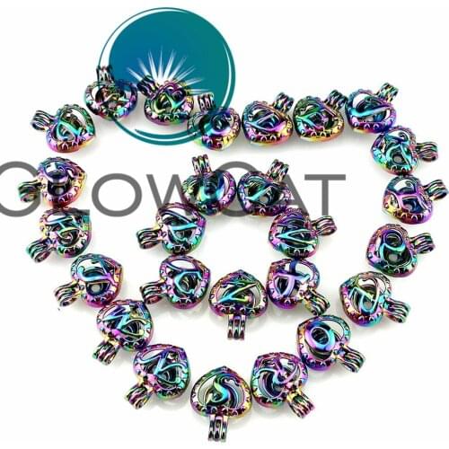 5pcs/lot COLORS 26 Letter Heart Shape Cage Pendant Pearl Locket Fairytale Party Essential Oil Diffuser Beauty Gift