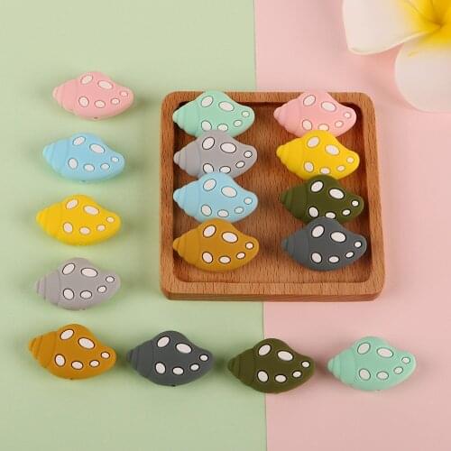 Sunrony 50Pcs Cartoon Conch Shape Silicone Beads Baby Molar Teether Bead DIY Pacifier Chain Jewelry Accessories