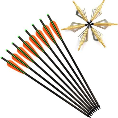 6X Carbon Crossbow Bolt 16" 18" 20" 22" Moon Nock Insert Screw + 125 Grain Broadhead 3 Blade Archery Hunting Beast Free Shipping