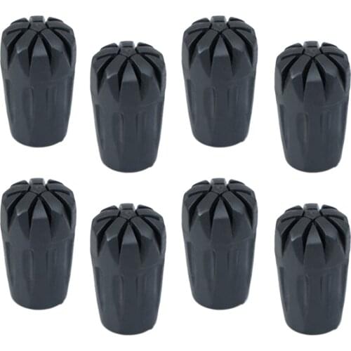 8 Pieces Trekking Hiking Stick Tips Antislip Walking Pole Cap Cover Black