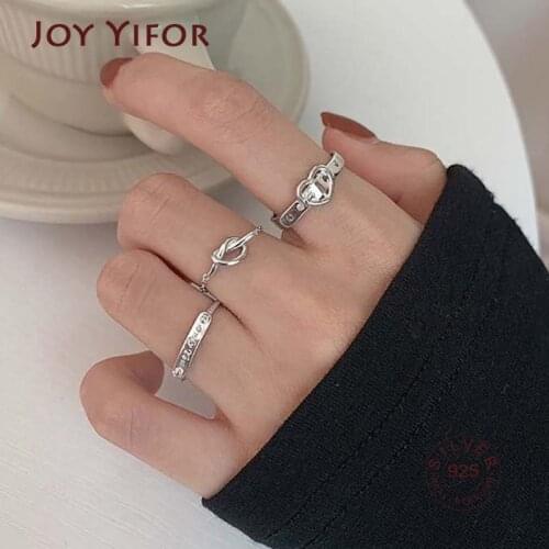 925 Sterling Silver Letters Rings For Women Creative Simple LOVE Heart Belt Buckle Geometric Trendy Party Jewelry Gifts