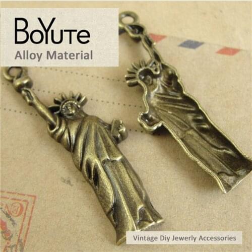 BoYuTe (50 Pieces /lot) 19*49MM Zinc Alloy Antique Bronze Plated Metal Statue of Liberty Diy Pendant Charms for Jewelry Making