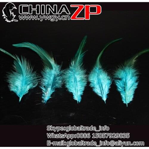 CHINAZP Factory Exporting 500pcs/lot High Quality Dyed Turquoise Blue Rooster Saddle Cape Craft Feathers