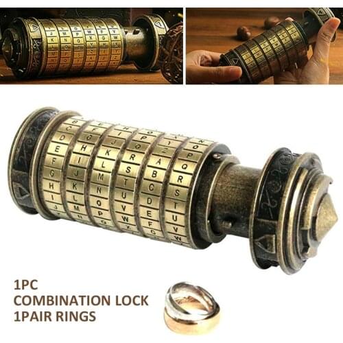 Da Vinci Code Lock Metal Cryptex Locks Retro Wedding Gifts Valentines Day Gift Letter Password Chamber Props Educational Toys
