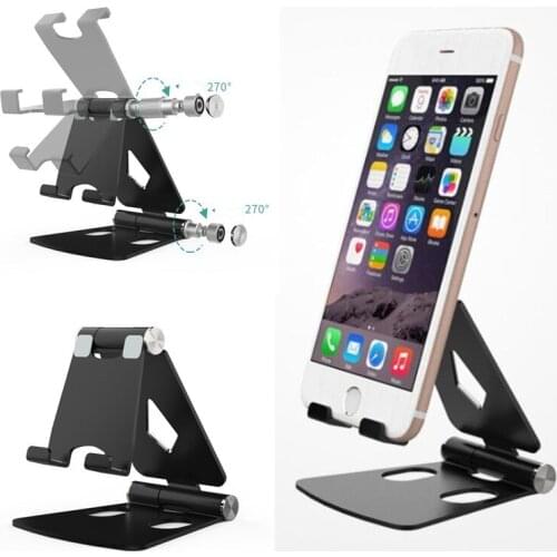 Phone Holder Aluminum Alloy Foldable & Rotatable Universal Desk Stand for IPhone 7 8 X Xs 11 12 for IPad mini 2 3 4 5 Tablet