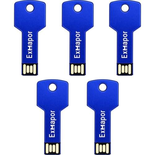 Flash Drive, Exmapor USB Flash Drive 32, 16, 8 GB X 5 Bulk Memory Stick Jump Drive External Drives USB Stick USB2.0 Storage Blue