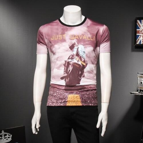 Personal character motorcycle pattern digital print short sleeve t shirt Summer 2018 New quality cotton fancy t shirt men M-XXXL