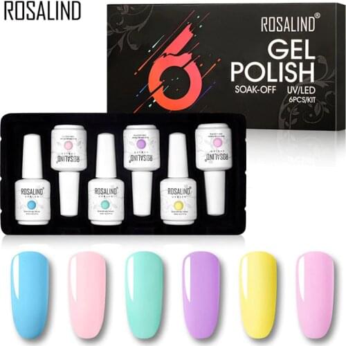 ROSALIND Gel Nail Polish 6Pcs/Set For Nail Art Vernis Semi Permanent UV LED Design Acrylic Nail Manicure Set Base and Top Case