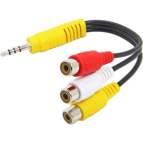 3.5mm 4 Conductor TRRS Male to 3 RCA Female L/R Audio & Video Adapter Cable